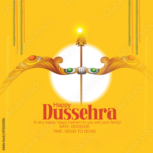 Lord Rama with Bow and Arrow for Dussehra Celebration  symbolizing courage, virtue, and the triumph of good over evil on the auspicious occasion of Dussehra.