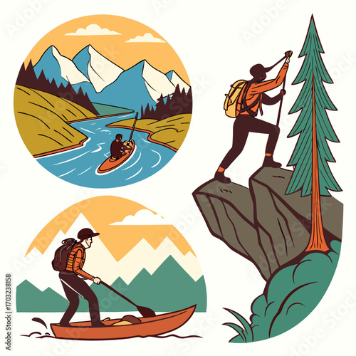 Collage of outdoor adventure activities