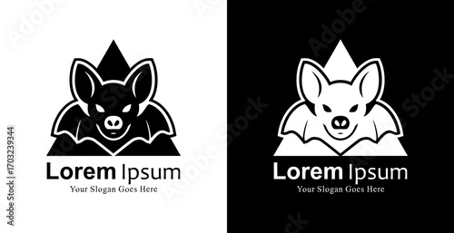 Bat-shaped logo design combined with a triangle