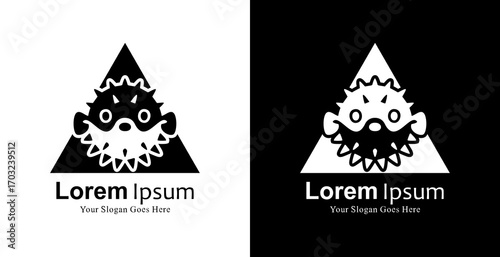 Logo design in the form of a puffer fish combined with a triangle
