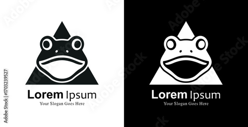 Logo design in the shape of a frog's head combined with a triangle