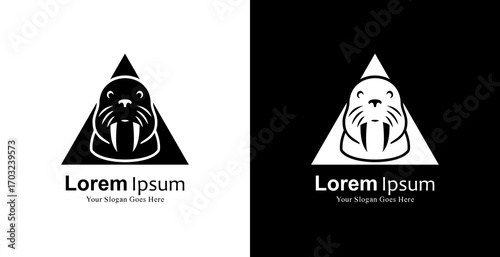 Walrus shaped logo design combined with a triangle