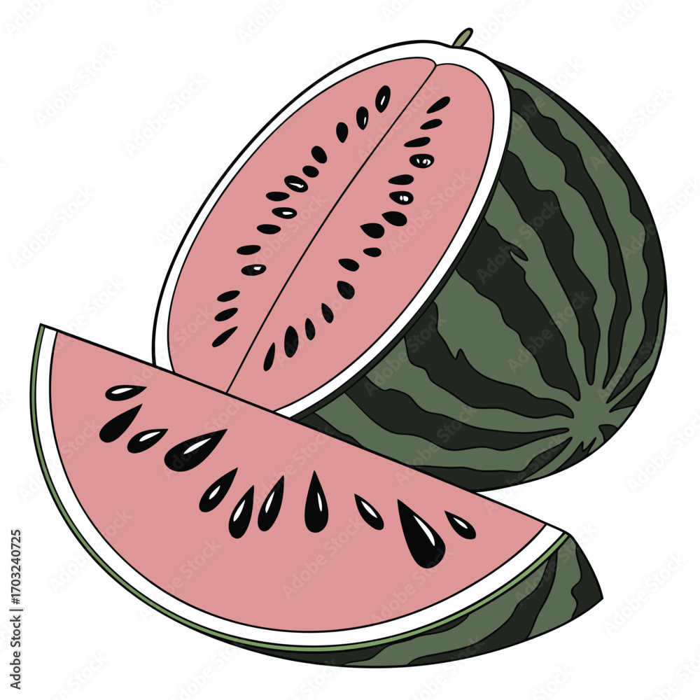 Obraz premium Fresh Watermelon Slices with Seeds.