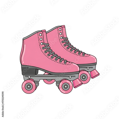 Vibrant pink roller skates with retro appeal for fun and recreation