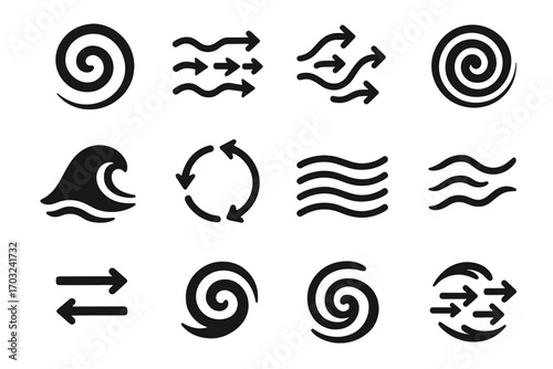 Icon currents arrows vector ocean icons whirlpool lines current motion double stream