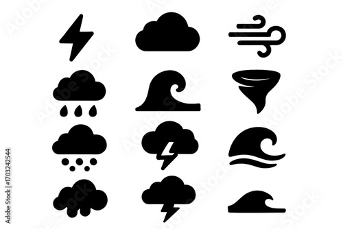 Icon wind fall burst tornado tidal vector storm collection form crest icons