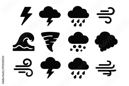 Hail horizon swirl icon storm mass heavy wave collection funnel vector