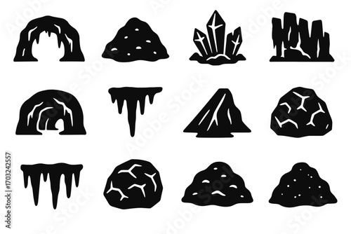 Drip frozen cave tunnel icons icon crystal vector wall icy snow glacier