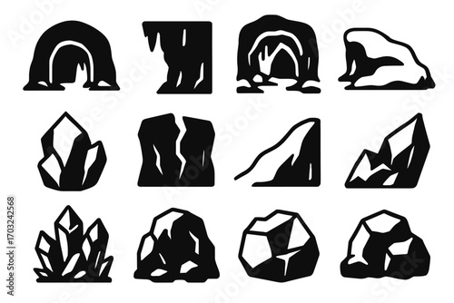 Tunnel icon cliff chamber frozen vector ice icy glacier cave crack pile