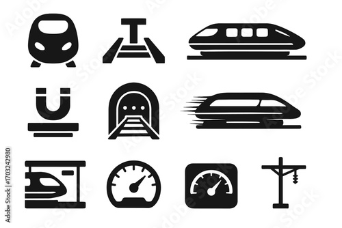 Speed platform effect vector train tunnel icon entrance maglev magnetic