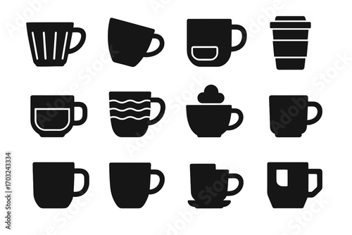 Cup eco vector mug texture fluted holder modern tasting icon coffee top