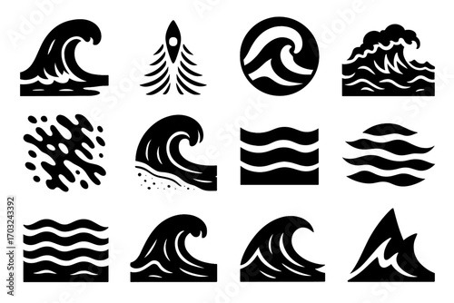 Shore pattern wave vector layered ocean circle trails surf icon crashing