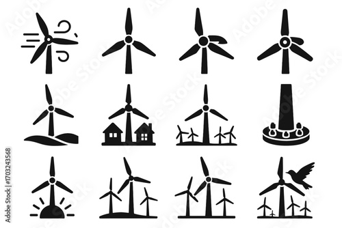Project under turbine wind anchor detail icon vector farm gust