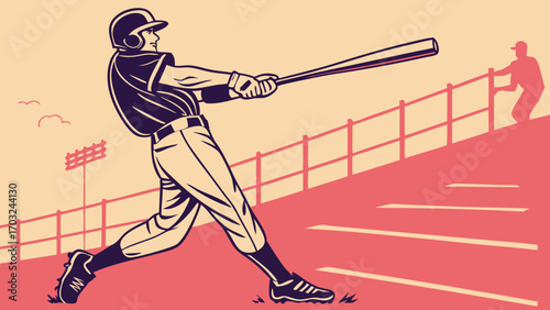 Baseball player swinging bat with focused determination during game action.