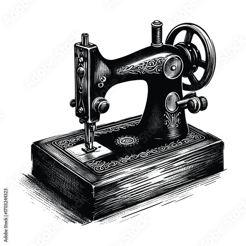 Classic Vintage Sewing Machine Illustration