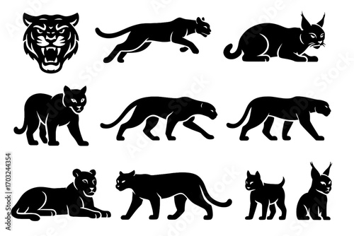 Profile leopard big vector cats icon to ready head stalking flick aggressive