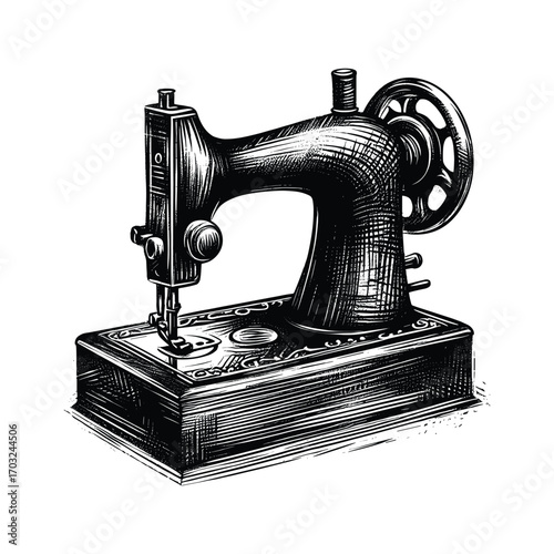 Classic Vintage Sewing Machine Illustration