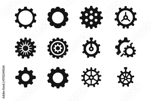 Gears stacked silhouette watch gear vector rounded swiss recessed cavity icon motion