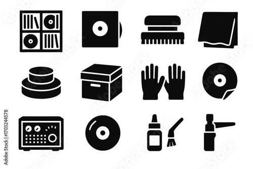 Weight icon collector icons cleaner cloth gloves sticker shelf vinyl record inner
