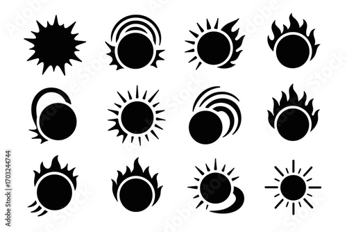 Solar icon flare corona region vector loop icons arc glow active pulse