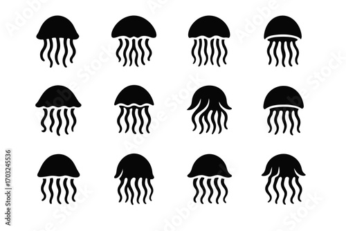 Contracting jellyfish shape movement icon cap vector bell dome expanding relaxed jelly