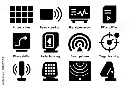Phase phased housing icon signal target array vector rf steering shifter beam