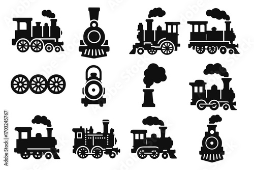 Icons stack icon vector train retro boiler railway steam engine locomotive body