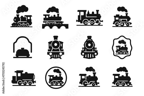 Train steam vector bridge profile vehicle icons wheels icon locomotive vintage silhouette