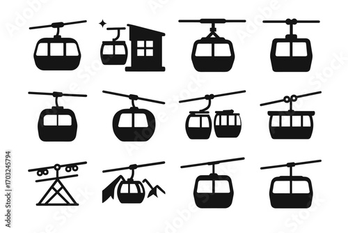 Snow vector car mountain illustration view layout icons passenger concept icon cable