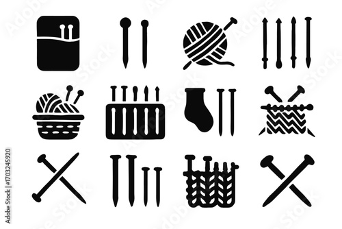 Organizer view vector knitting project icons abstract icon angled tool rows symbol