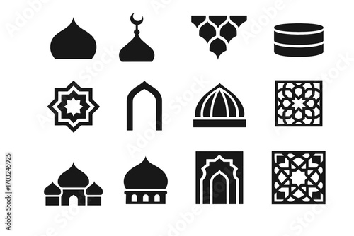 Top pattern prayer passage icon dome vector contour ceiling islamic