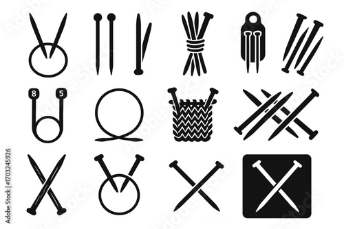 Depth needle stylized yarn representation icon knitting vector made needles icons it
