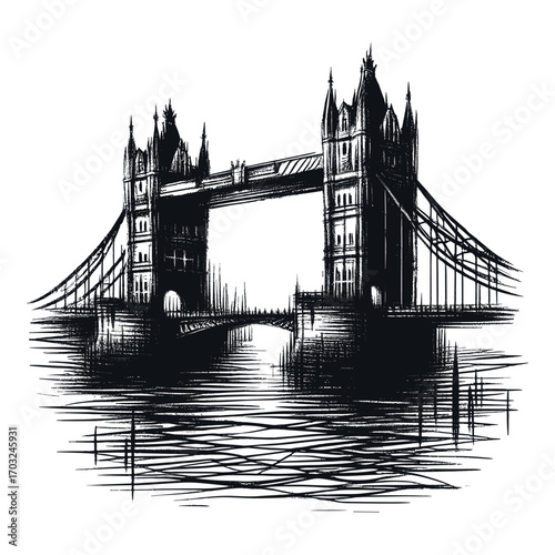 London Tower Bridge Architecture Illustration
