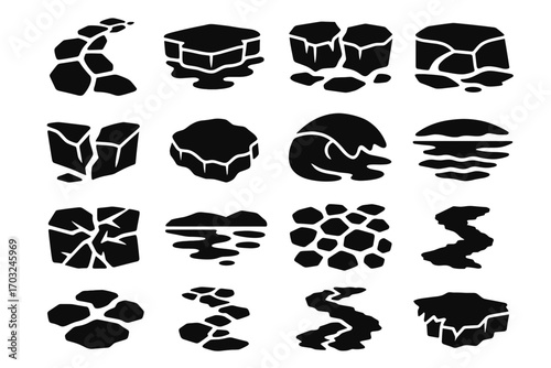 Plates island slice floe swirl arc sea icon edge zone ice vector