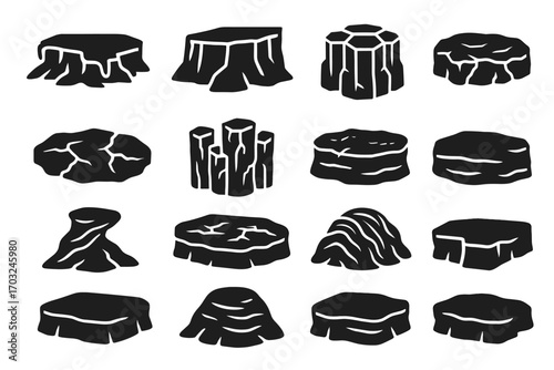 Crust icon drop layered shelf flat ring vector rocky dry bluff volcanic