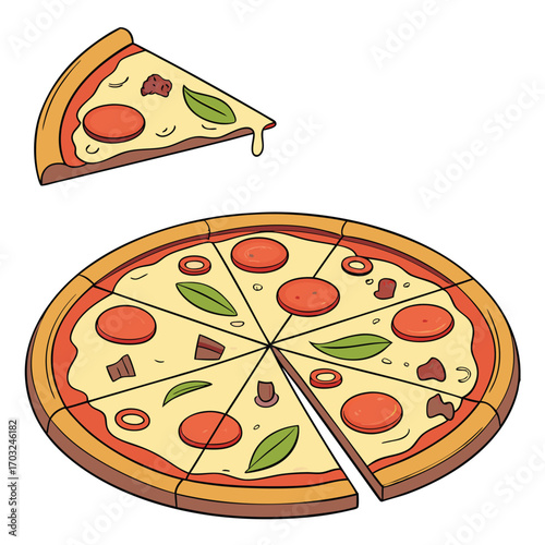 Delicious Pepperoni Pizza with Basil and Sausage Toppings.