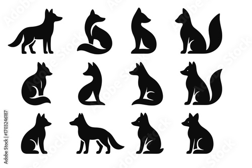 Figure vector calm iconic fox minimalistic minimal fur silhouettes icon animal tail