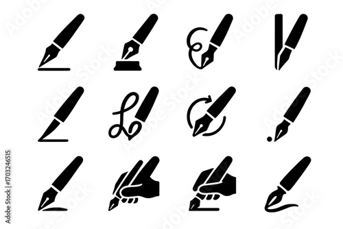 Gestures icon icons pressure angled decorative beginning stroke upward writing grip vector