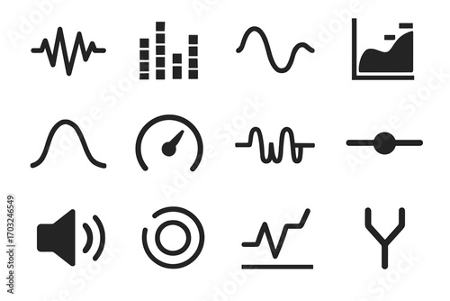Sine icon curve symbol vector level decibel sound audio signal graph