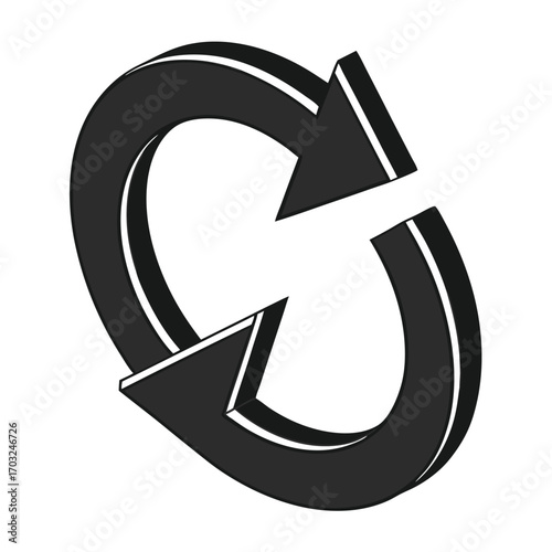 Monochrome circular arrows icon representing refresh or reload.