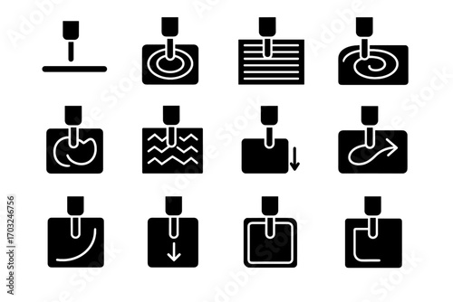 Mark curve icon plunge entry fill icons vector toolpath motion point cnc