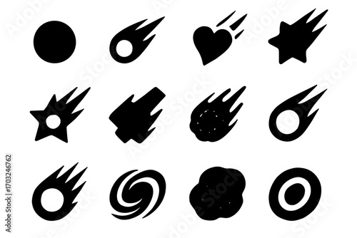 Center abstract stylized vector icons icon nucleus blocky heart comet core element