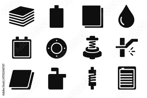 Battery film component drop valve vector icon casing icons anode view pressure