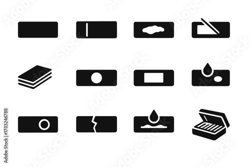 Box slide stack bubble prepared icons cover wet icon vector microscope specimen