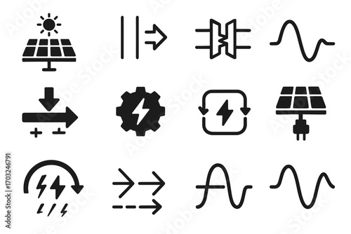 Icon voltage vector energy transfer transformation solar icons plug power ac dc