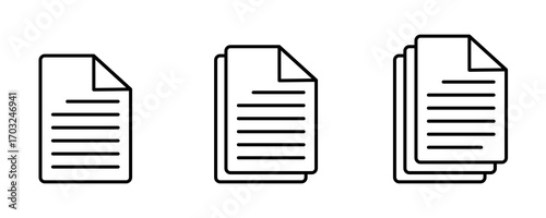 Documents  paper icons. Line symbol and document icon. Document paper icon with single and multiple pages. Vector illustration.