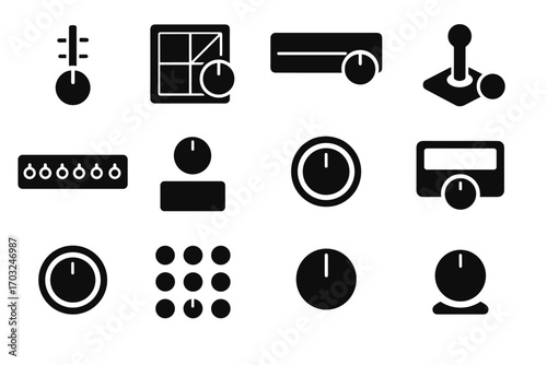 Xy display synth knobs pad above icons vector controller icon knob encoder