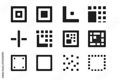 Format vector data qr icon module code correction pattern components finder grid