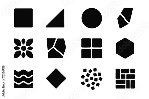 Mosaic icon diamond tile multicolor floral tessera circular fragment ceramic vector