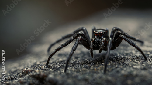 Black Spider macro photo